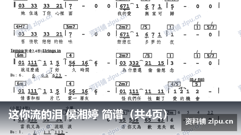 这你流的泪 侯湘婷 简谱（共4页）-资料铺