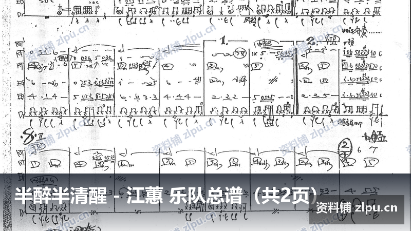 半醉半清醒 - 江蕙 乐队总谱（共2页）-资料铺