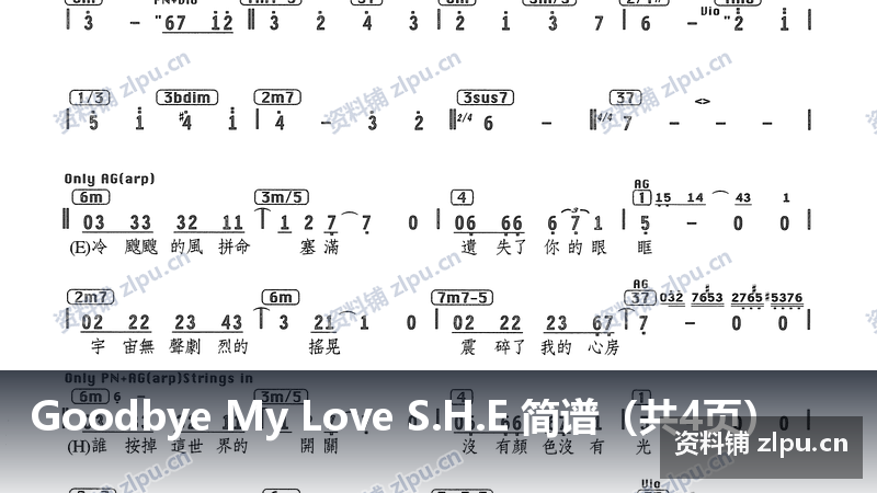 Goodbye My Love S.H.E 简谱（共4页）-资料铺
