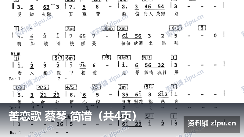 苦恋歌 蔡琴 简谱（共4页）-资料铺