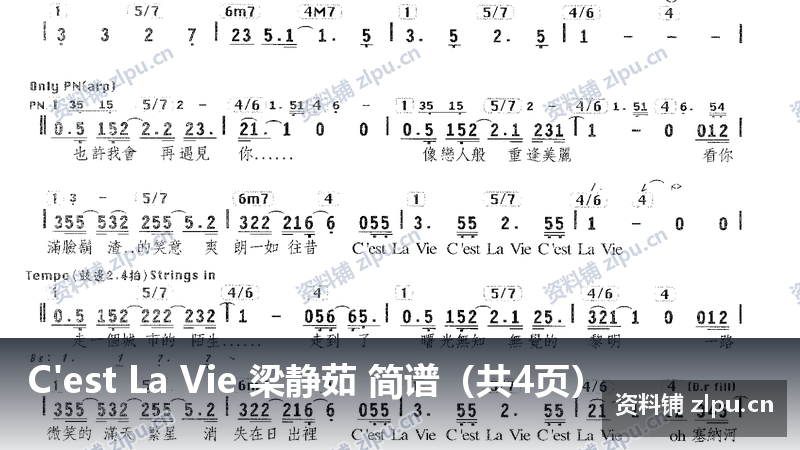 C'est La Vie 梁静茹 简谱（共4页）-资料铺