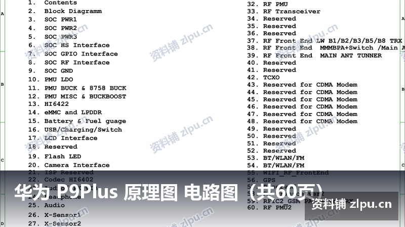华为 P9Plus 原理图 电路图(共60页)插图 华为 P9Plus 原理图 电路图(共60页)