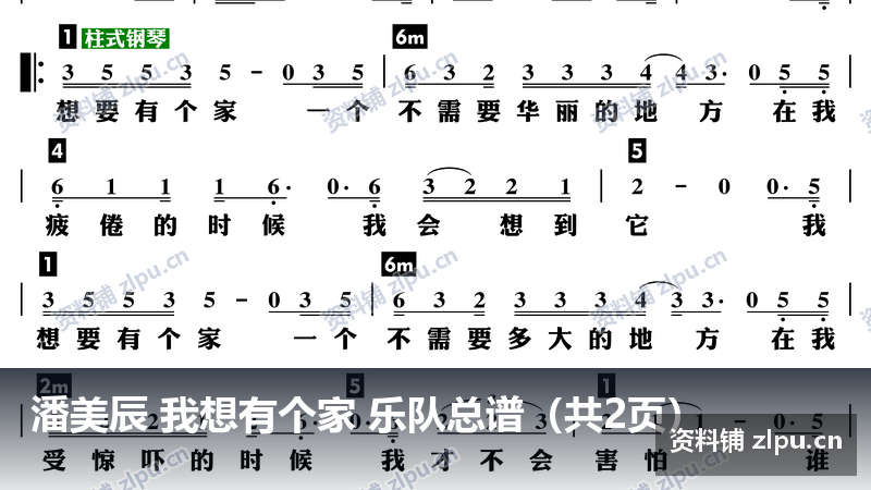 潘美辰 我想有个家 乐队总谱（共2页）-资料铺