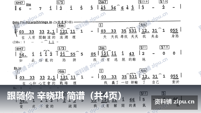 跟随你 辛晓琪 简谱（共4页）-资料铺