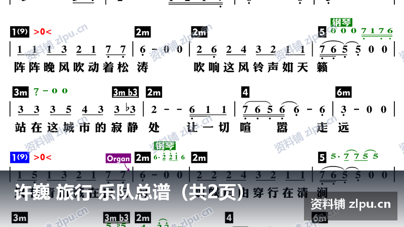 许巍 旅行 乐队总谱(共2页)插图 许巍 旅行 乐队总谱(共2页)