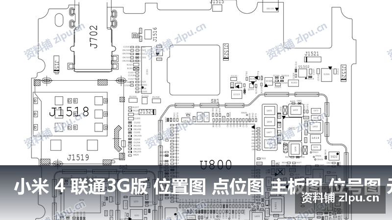 小米 4 联通3G版 位置图 点位图 主板图 位号图 元件分布图B面插图 小米 4 联通3G版 位置图 点位图 主板图 位号图 元件分布图B面