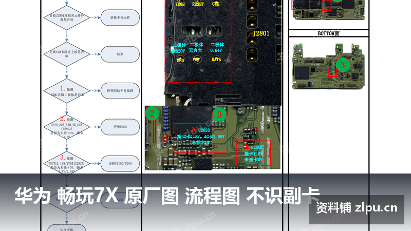 华为 畅玩7X 原厂图 流程图 不识副卡-资料铺