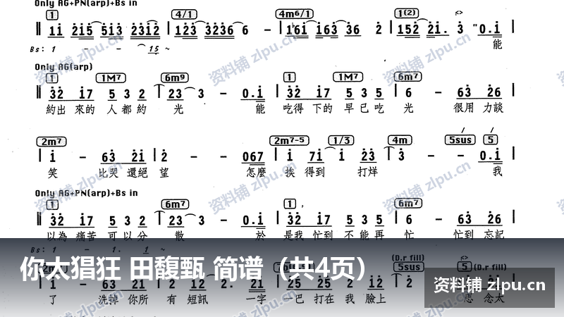 你太猖狂 田馥甄 简谱（共4页）-资料铺