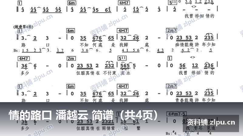 情的路口 潘越云 简谱（共4页）-资料铺