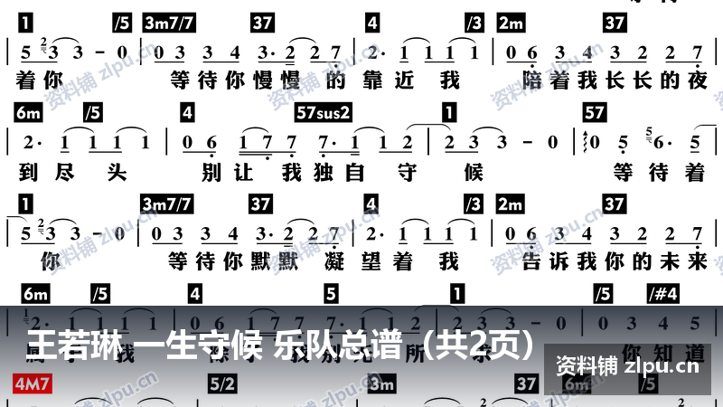 王若琳 一生守候 乐队总谱（共2页）-资料铺