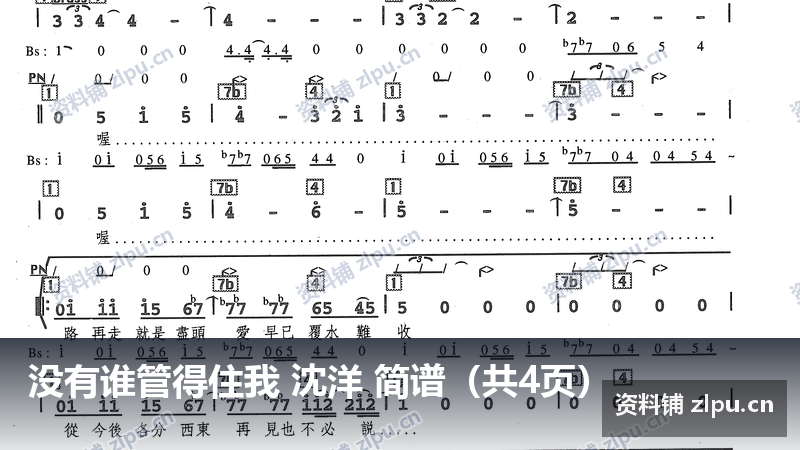 没有谁管得住我 沈洋 简谱（共4页）-资料铺