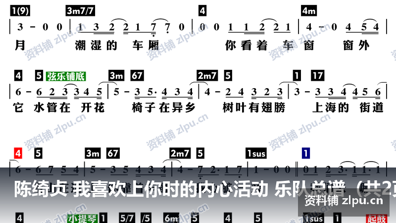 陈绮贞 我喜欢上你时的内心活动 乐队总谱（共2页）-资料铺