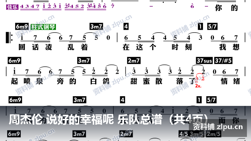 周杰伦 说好的幸福呢 乐队总谱（共4页）-资料铺