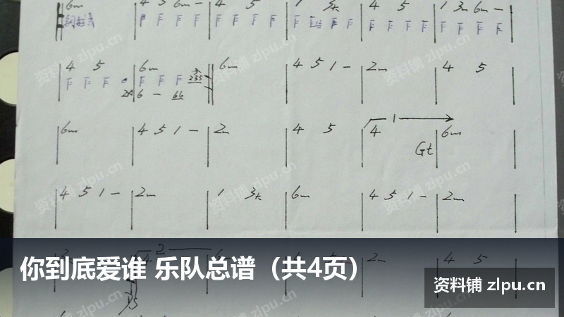 你到底爱谁 乐队总谱（共4页）-资料铺