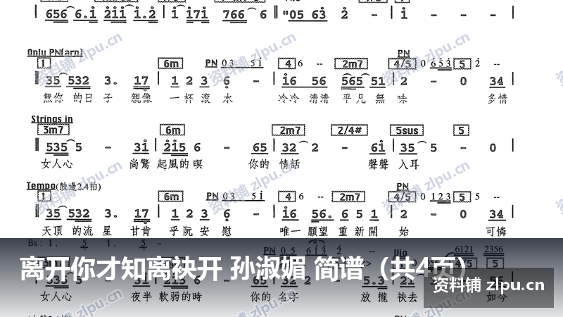 离开你才知离袂开 孙淑媚 简谱（共4页）-资料铺