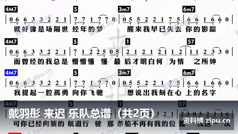 戴羽彤 来迟 乐队总谱（共2页）-资料铺