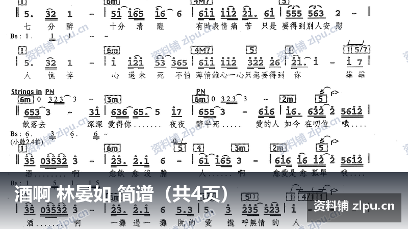酒啊 林晏如 简谱（共4页）-资料铺