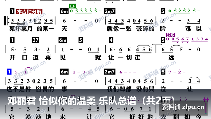 邓丽君 恰似你的温柔 乐队总谱(共2页)插图 邓丽君 恰似你的温柔 乐队总谱(共2页)
