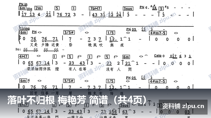 落叶不归根 梅艳芳 简谱（共4页）-资料铺