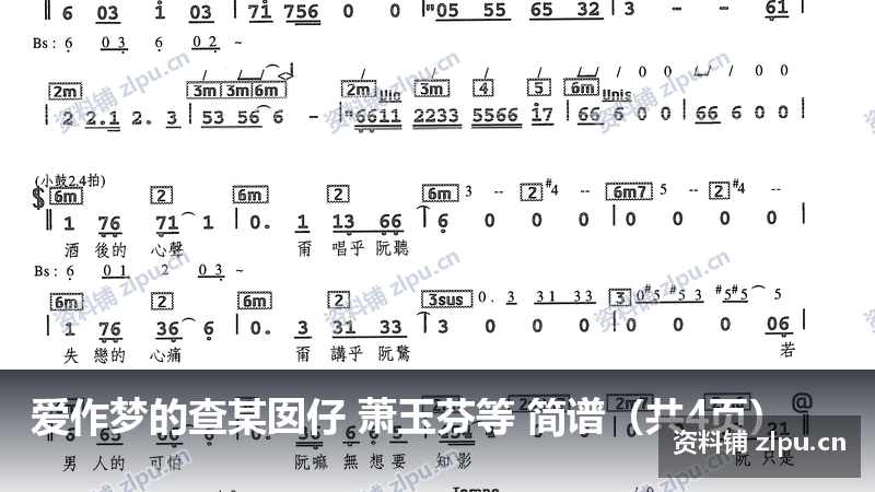 爱作梦的查某囡仔 萧玉芬等 简谱(共4页)-资料铺