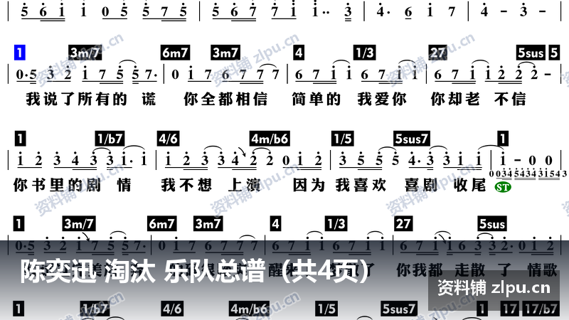 陈奕迅 淘汰 乐队总谱（共4页）-资料铺